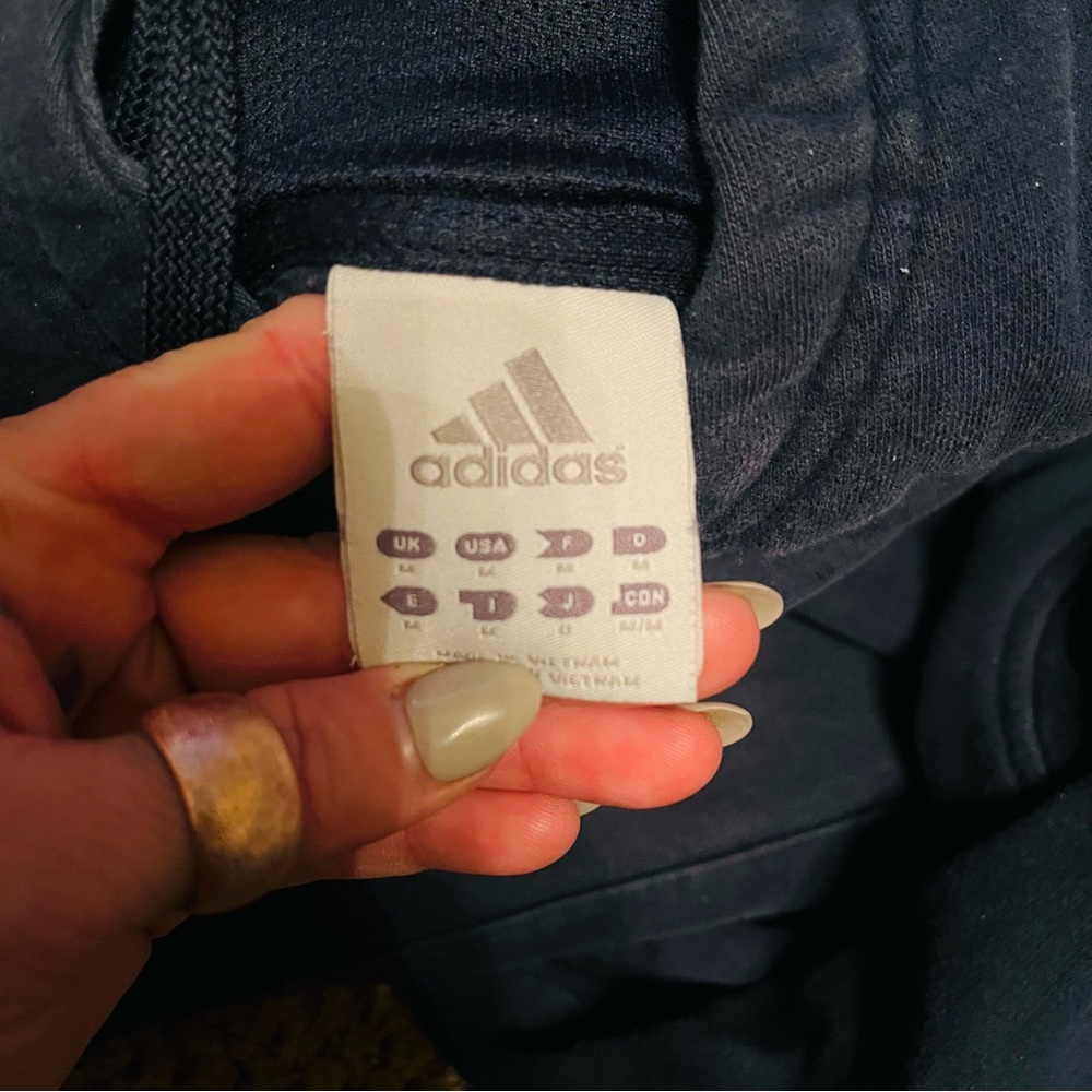 Adidas Navy Hoodie with White Stripes - Picture 2 of 2